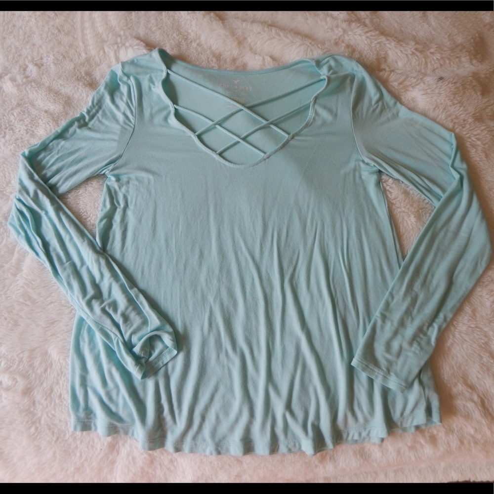 American Eagle light blue Soft and Sexy T